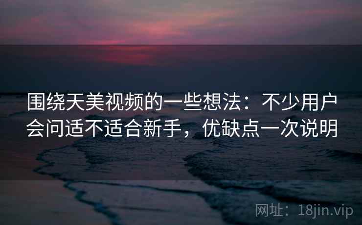 围绕天美视频的一些想法：不少用户会问适不适合新手，优缺点一次说明